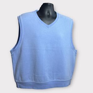 VTG 90s Orvis Men's Brushed Cotton Knit Sweater V Neck Vest XL Blue Golf